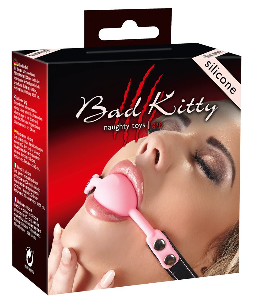 Силиконовый кляп-шар розового цвета Bad Kitty